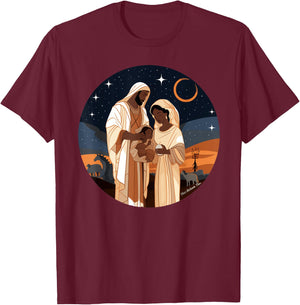 Jesus Is The Reason For The Season Afro Black Nativity Scene T-Shirt - T-Shirt | Maroon