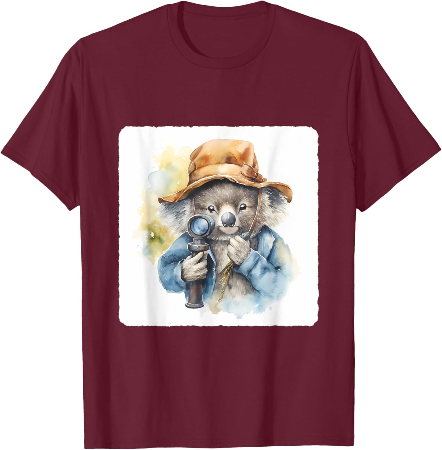 Koala Detective With A Spyglass. Investigation, Mystery T-Shirt - T-Shirt | Maroon