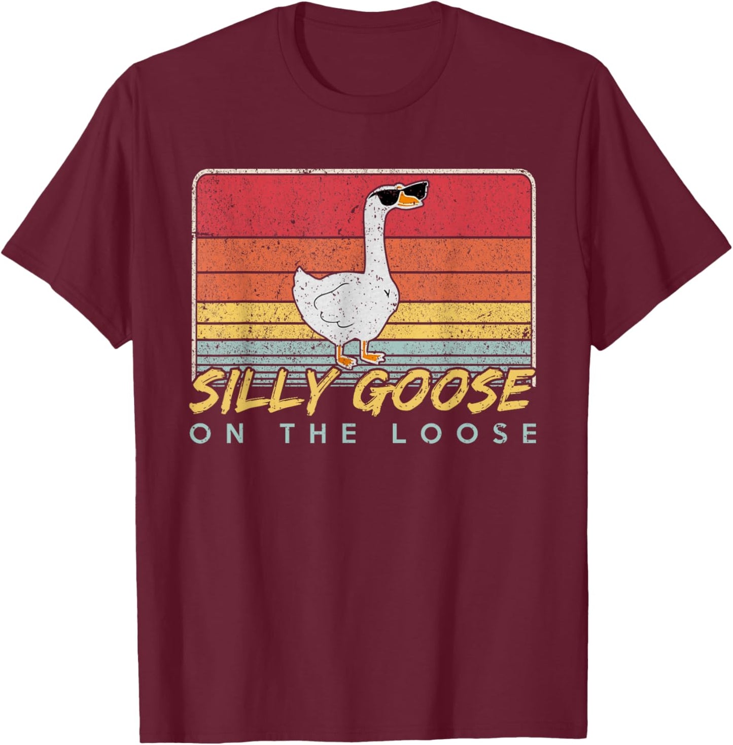 Graphic Men, Funny Shirts , Silly Goose T-Shirt - T-Shirt | Maroon