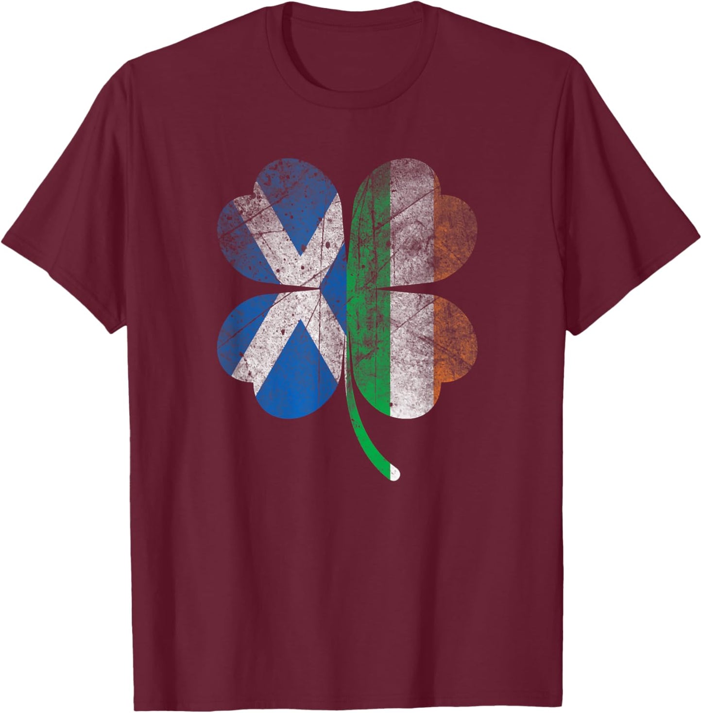 Irish Scottish flag Shamrock Ireland Saint Patricks Day T-Shirt - T-Shirt | Maroon