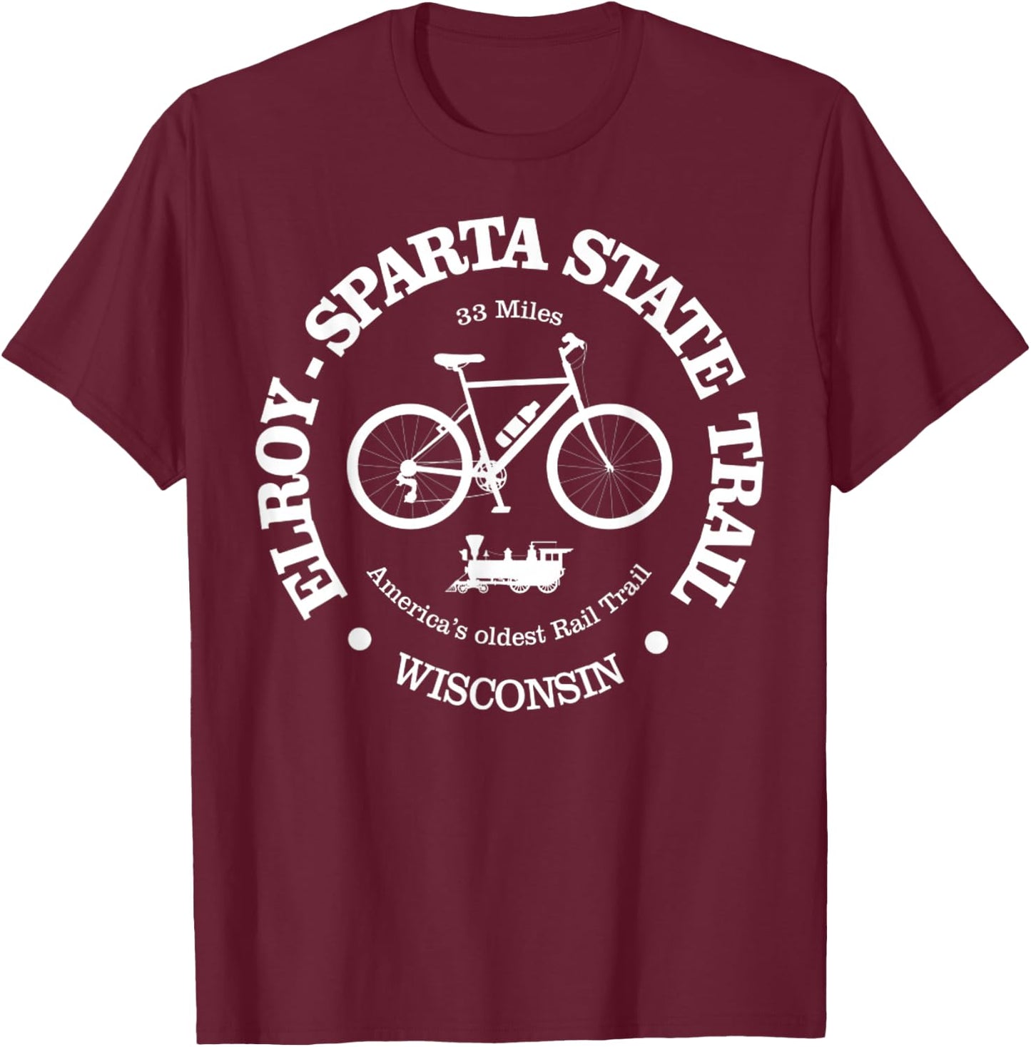 Elroy Sparta State Trail, Cycling For Bicycle Rail Trail T-Shirt - T-Shirt | Maroon