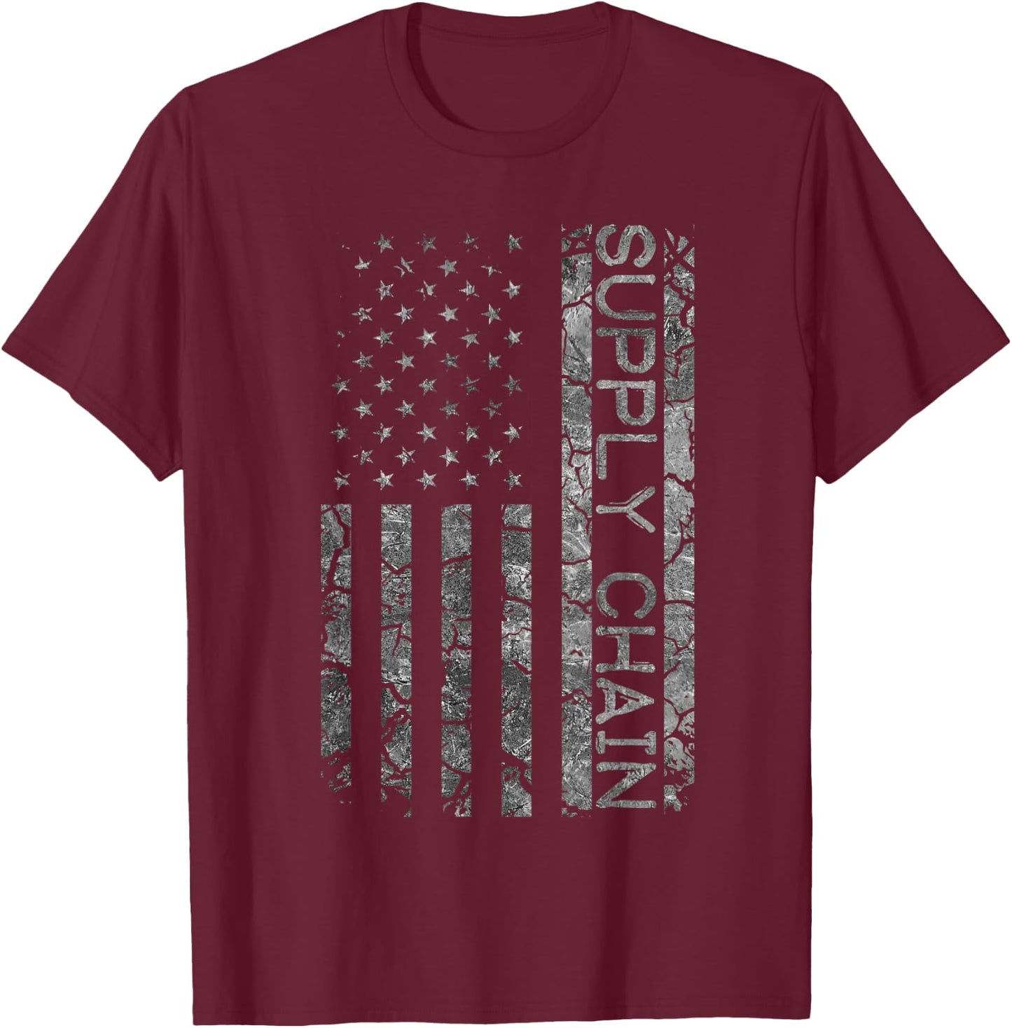 Funny Job Title Worker American Flag Supply Chain T-Shirt - T-Shirt | Maroon