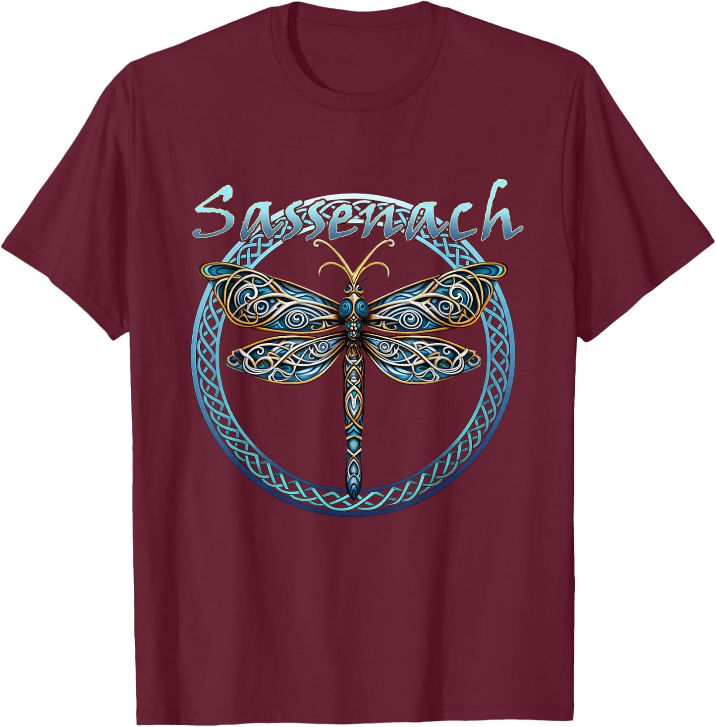 Sassenach Gaelic Dragonfly Scottish Outlander T-Shirt - T-Shirt | Maroon