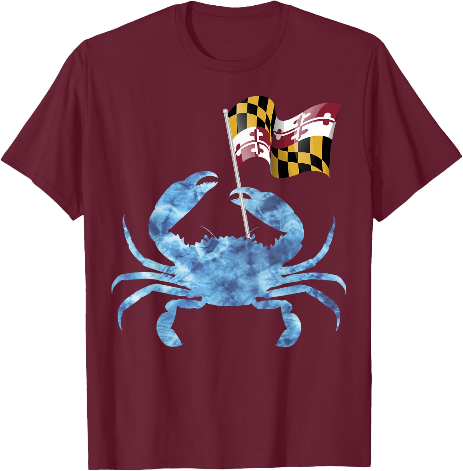 Maryland Blue Crab Flag of Maryland Family Vacation Camping T-Shirt - T-Shirt | Maroon