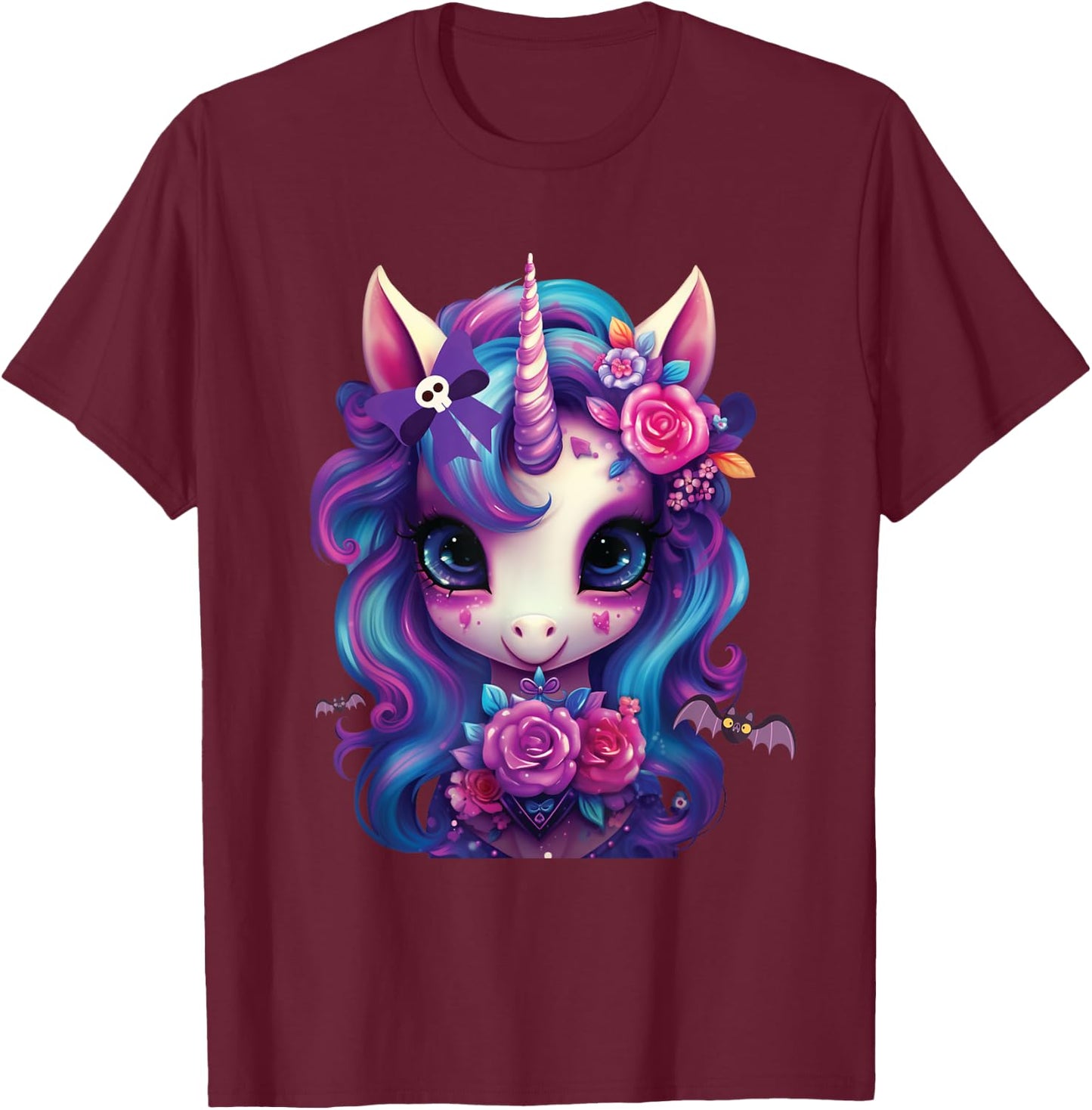 Cute Unicorn Halloween Girls Costume T-Shirt - T-Shirt | Maroon