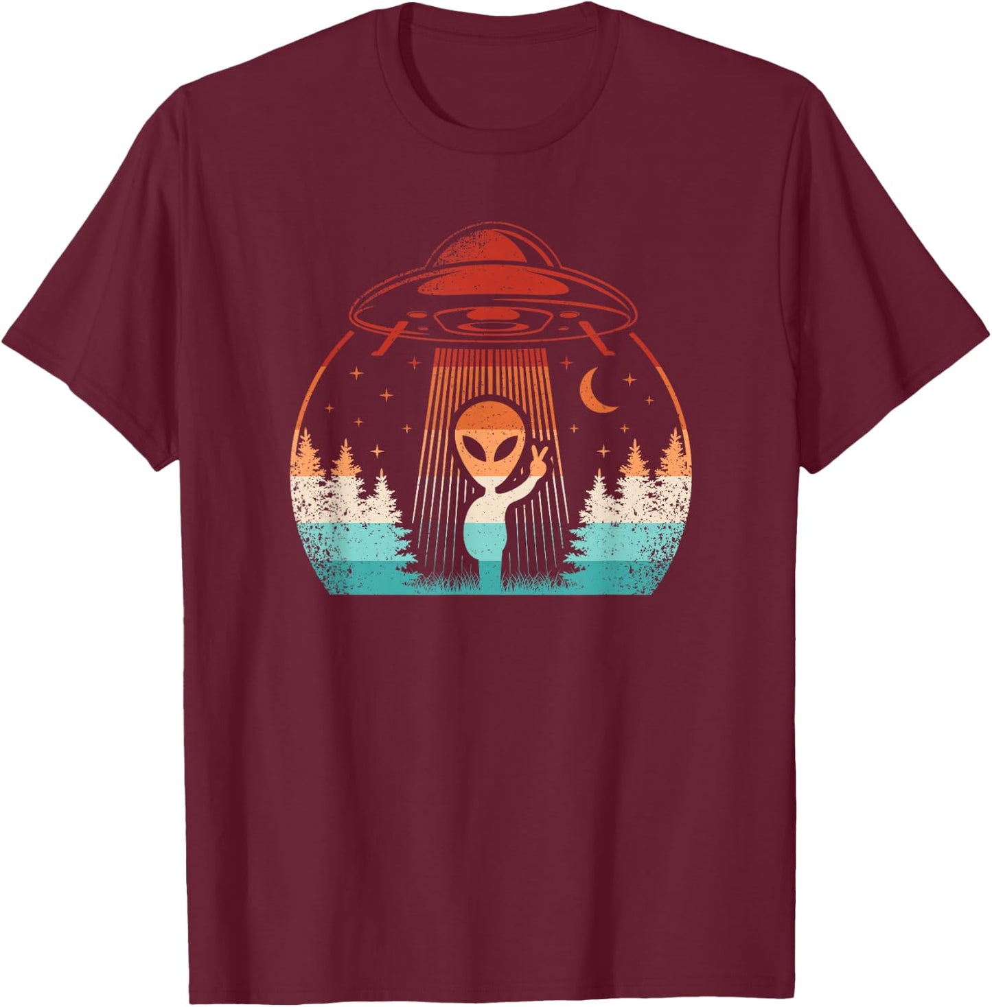 Funny Alien UFO Extraterrestrial Retro Space Men Boys Kids T-Shirt - T-Shirt | Maroon