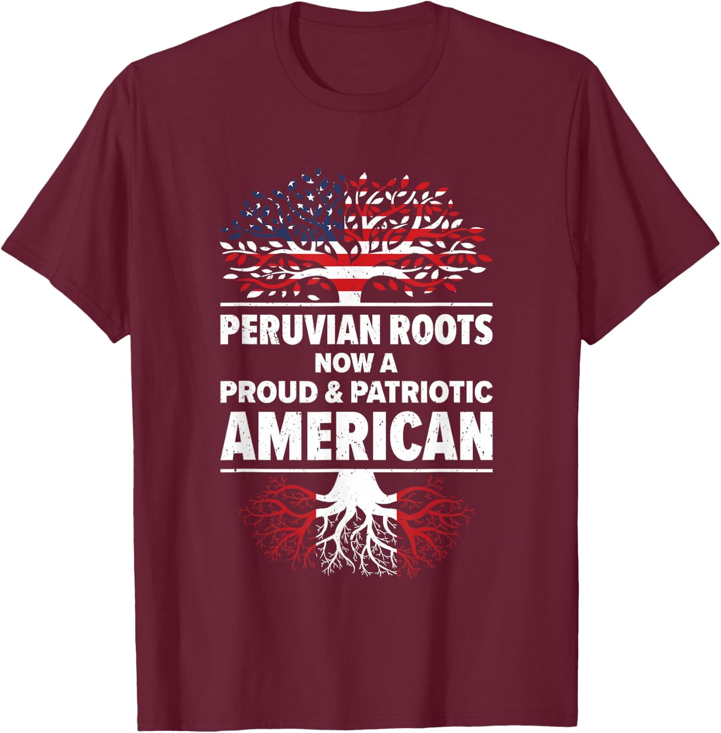 Peruvian American USA Patriot Grown Peru US Flag T-Shirt - T-Shirt | Maroon