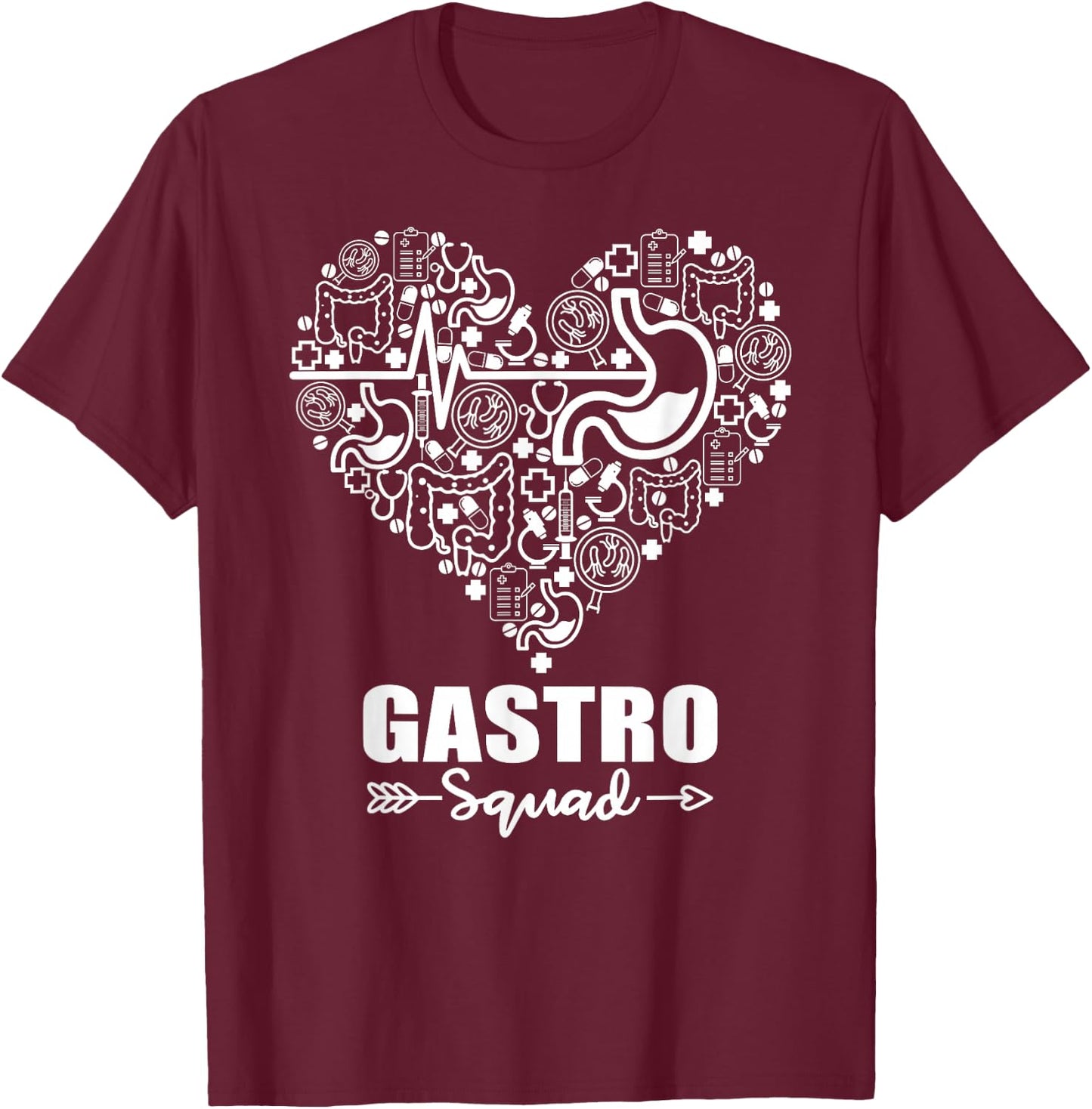 Gastro Squad Heart Funny Gastroenterology Team T-Shirt - T-Shirt | Maroon