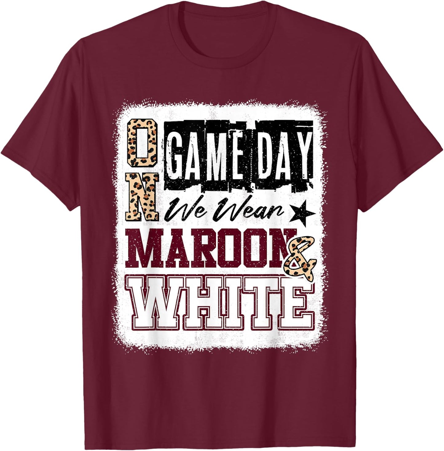 On Gameday Football We Wear Maroon And White School Spirit T-Shirt - T-Shirt | Maroon