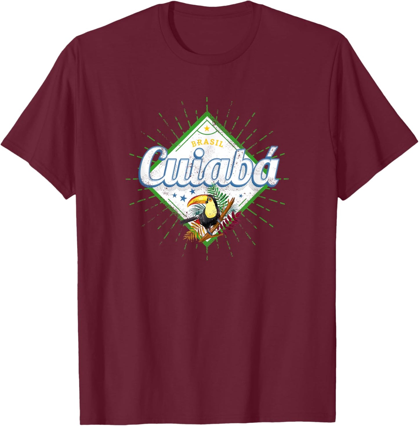 Cuiaba Mato Grosso Brazil Retro Toucan Vintage Souvenir T-Shirt - T-Shirt | Maroon