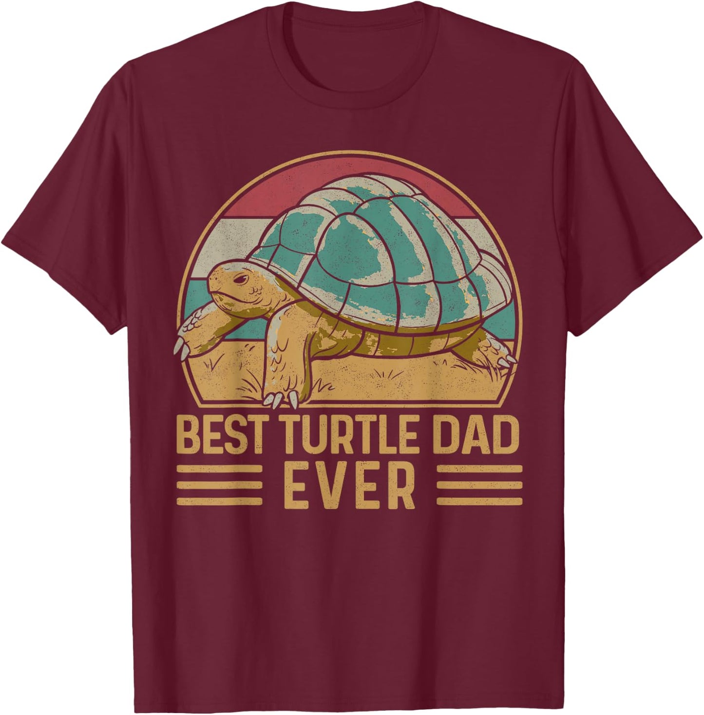 Sea Turtle Tortoise Dad Retro Vintage Best Turtle Dad Ever T-Shirt - T-Shirt | Maroon
