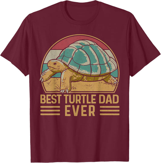 Sea Turtle Tortoise Dad Retro Vintage Best Turtle Dad Ever T-Shirt - T-Shirt | Maroon