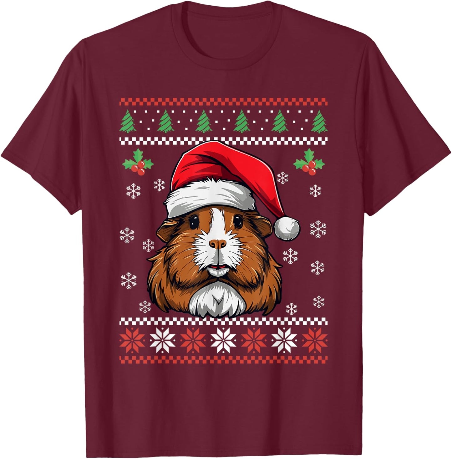 Guinea Pig Ugly Christmas Sweater Xmas for Adults Kids T-Shirt - T-Shirt | Maroon