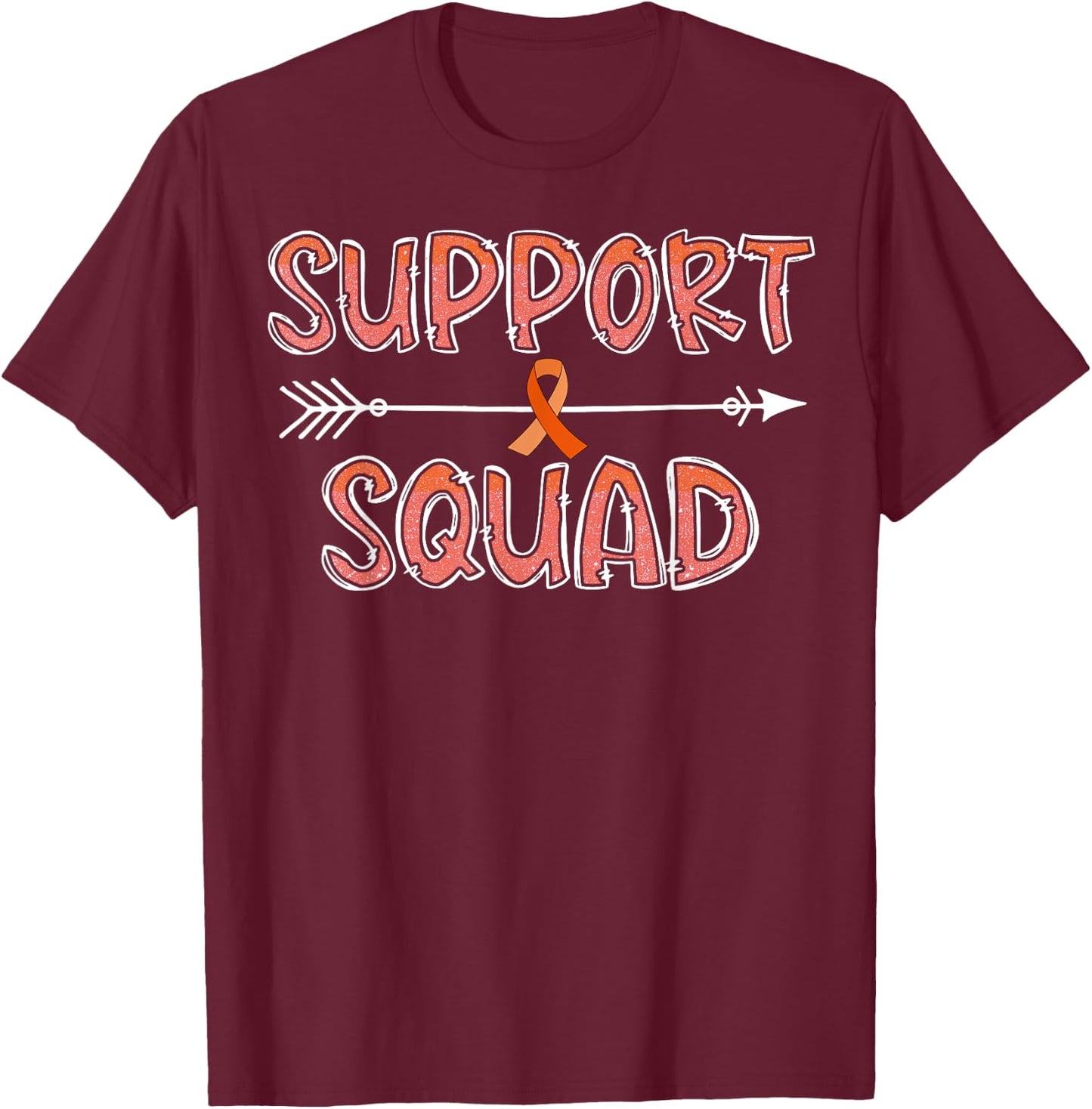 Family Support Squad Kidney Cancer Awareness Matching T-Shirt - T-Shirt | Maroon