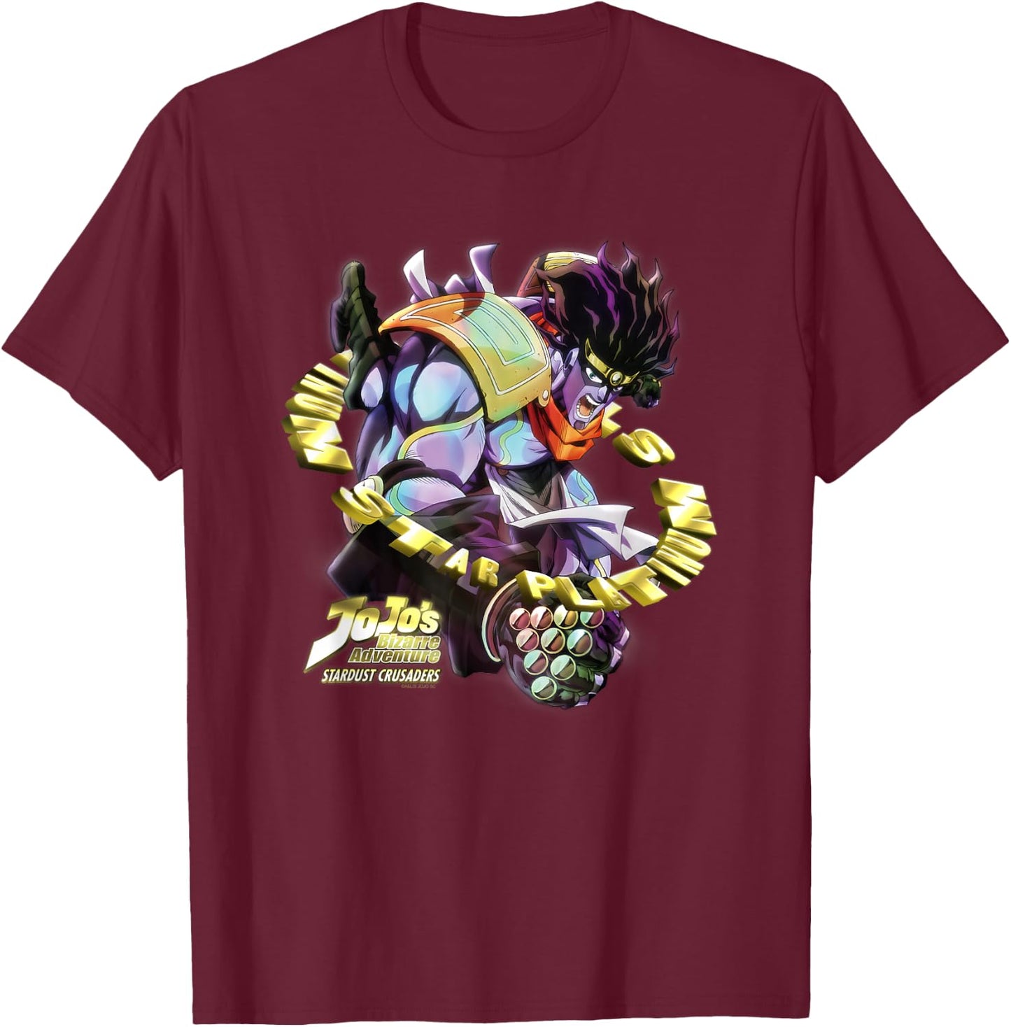 JoJo's Bizarre Adventure Stardust Crusaders Star Platinum T-Shirt - T-Shirt | Maroon