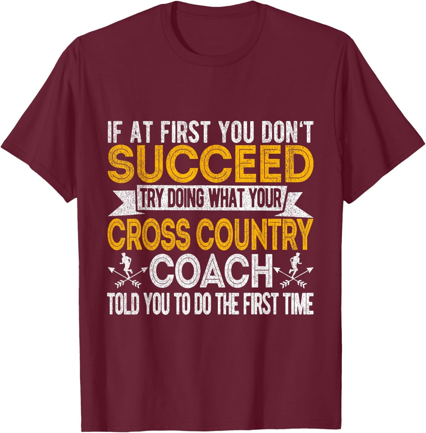 Funny Cross Country Coach Cross Country Running Runner Retro T-Shirt - T-Shirt | Maroon