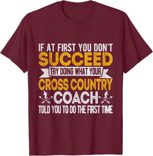Funny Cross Country Coach Cross Country Running Runner Retro T-Shirt - T-Shirt | Maroon