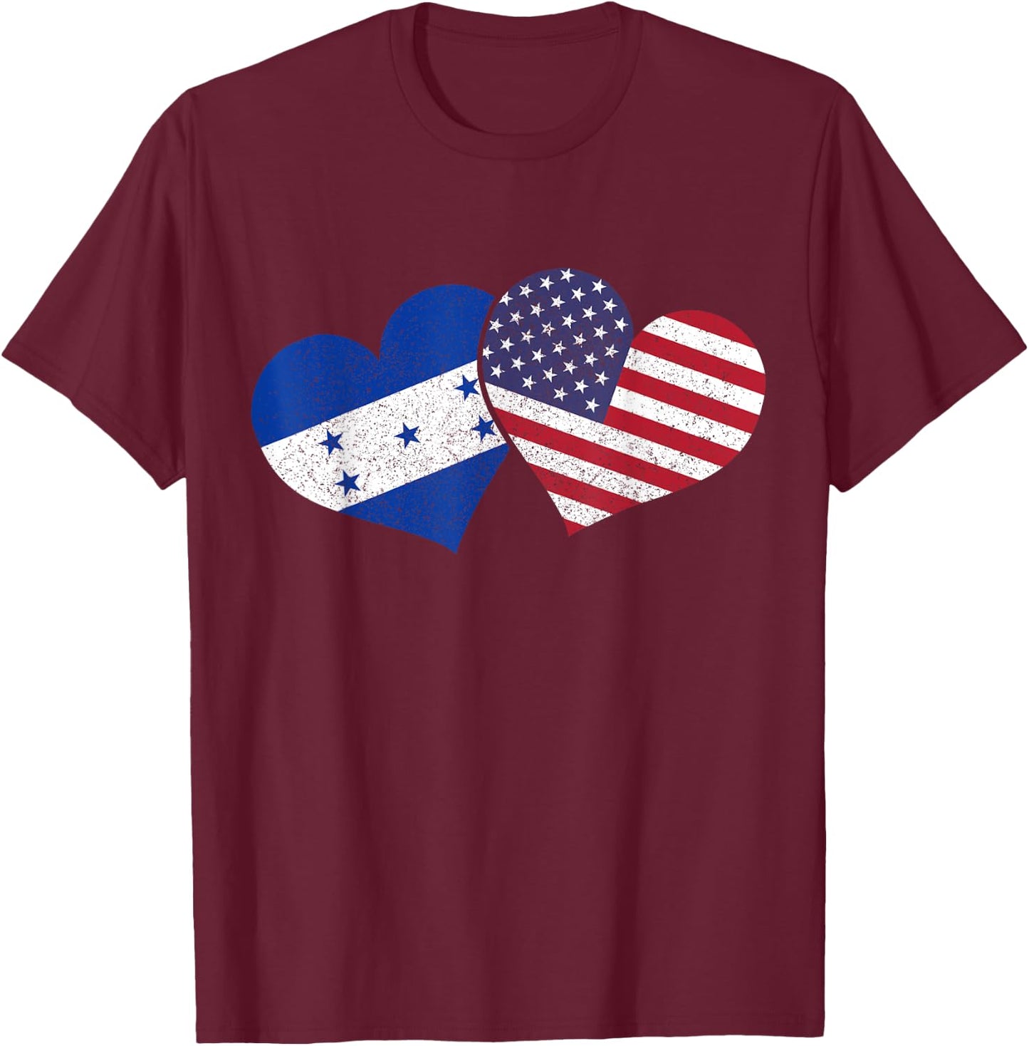 Honduras USA American Honduran Flag Pride Heritage Patriotic T-Shirt - T-Shirt | Maroon