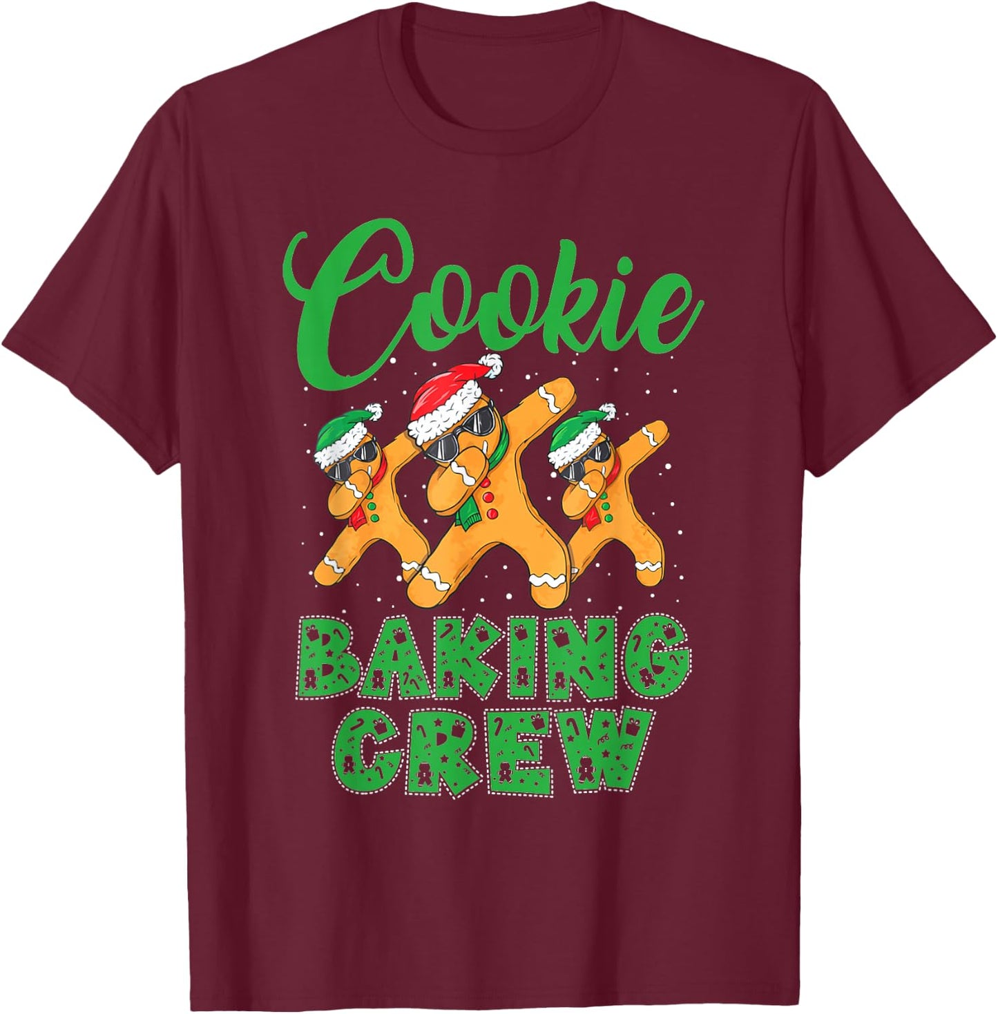 Cookie Baking Crew Dabbing Gingerbread Men Christmas Hats T-Shirt - T-Shirt | Maroon