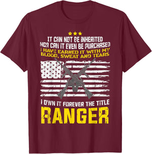 Own It Forever The Title Army Ranger US Veteran Flag USA T-Shirt - T-Shirt | Maroon