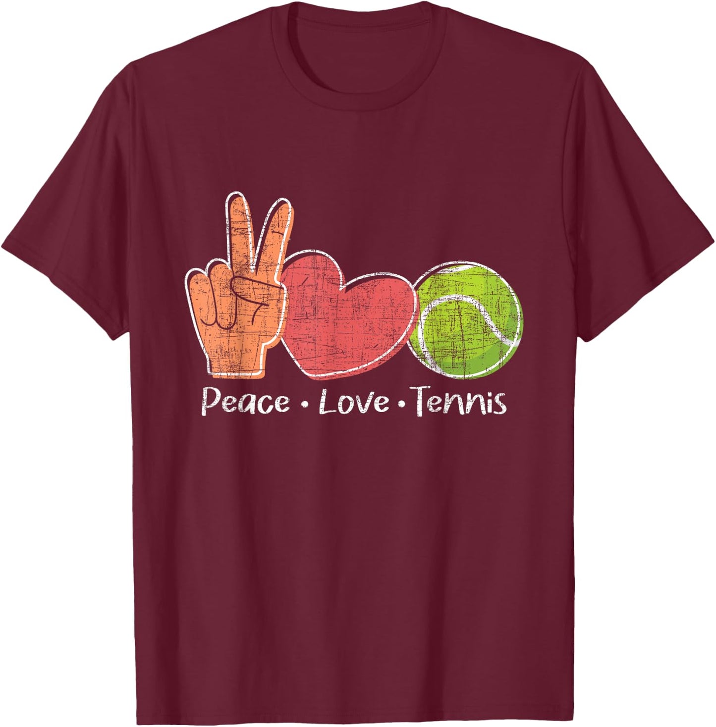 Peace Love Tennis - Tournament Player T-Shirt - T-Shirt | Maroon