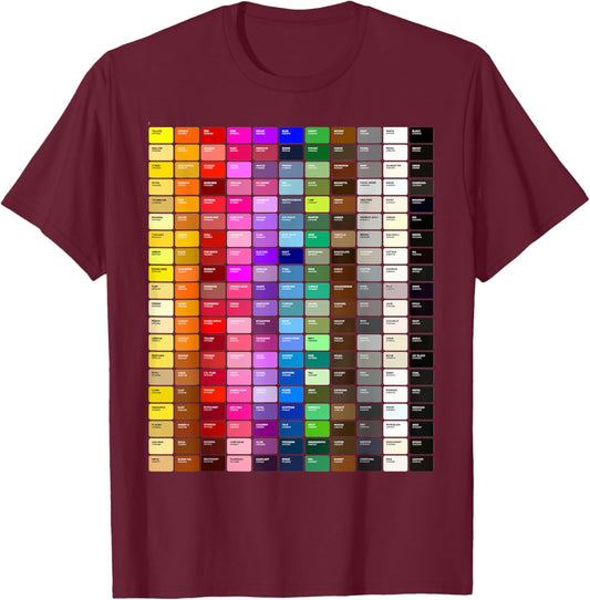 Color Chart Hex Codes T-Shirt - T-Shirt | Maroon