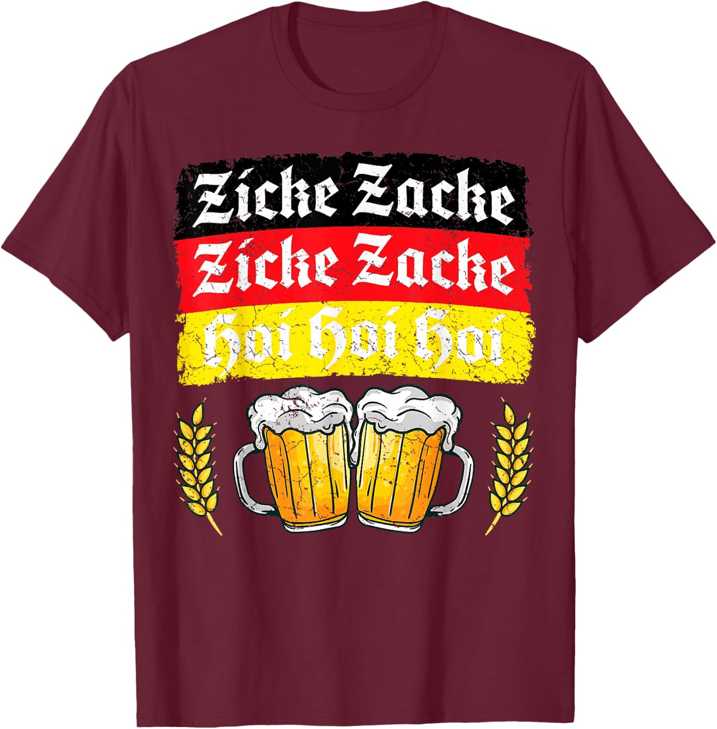 Ziche Zache Oktoberfest Germany Flag Prost German T-Shirt - T-Shirt | Maroon