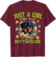 Just A Girl Who Loves Rottweilers Dog Women and Girls T-Shirt - T-Shirt | Maroon
