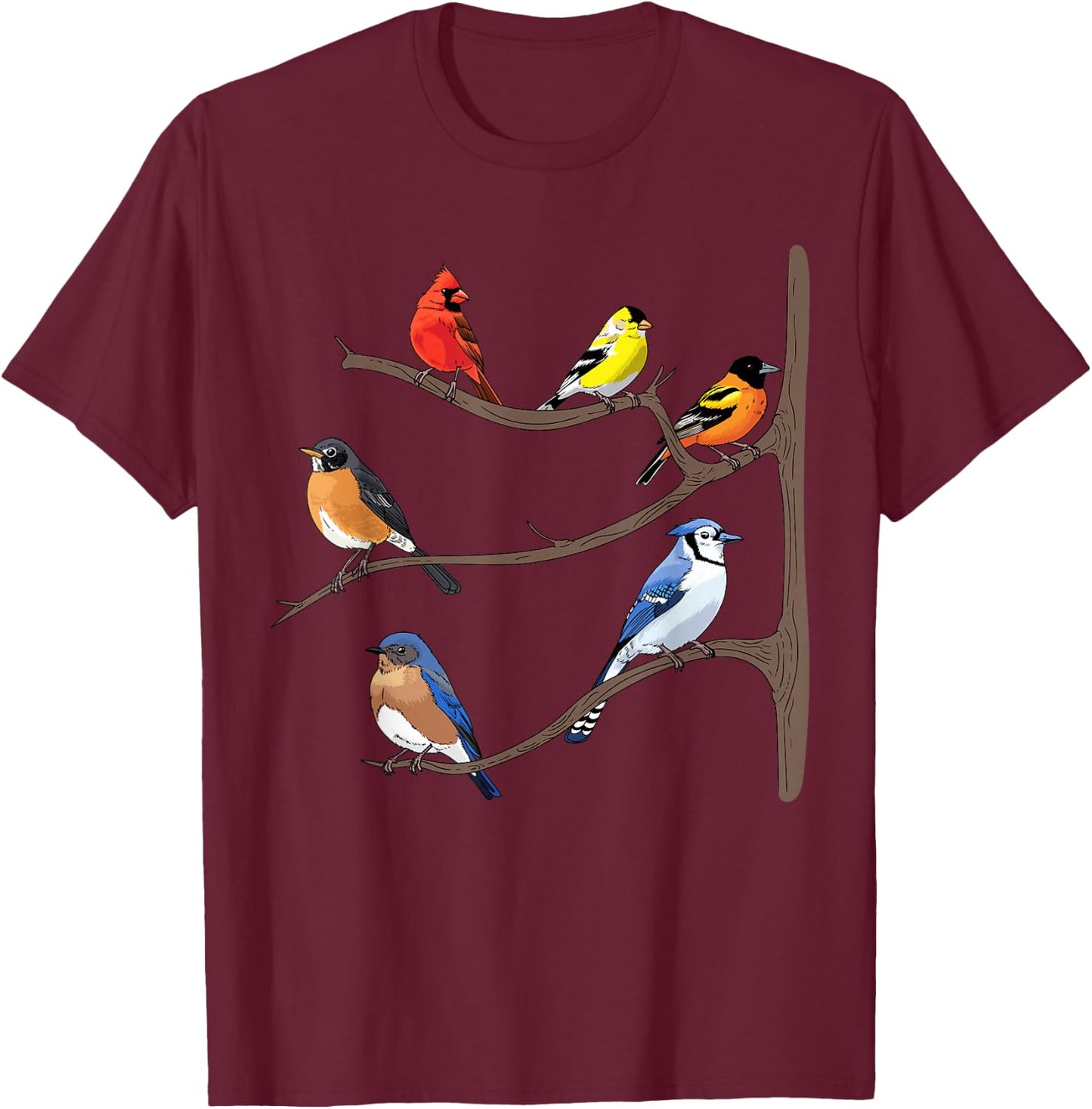 Birds On A Branch Birding Bird-Watching Birder Bird Watcher T-Shirt - T-Shirt | Maroon