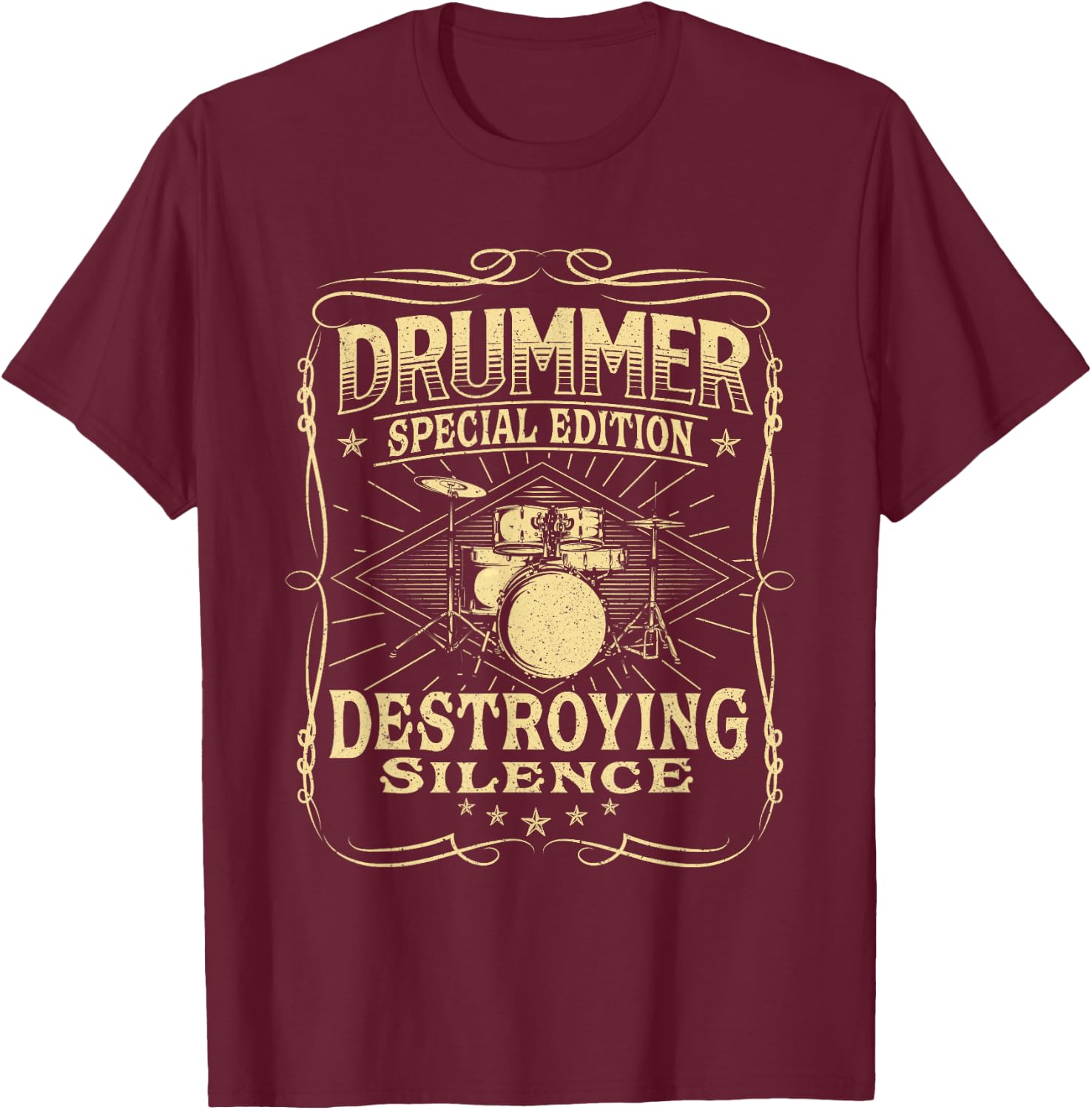 Drummer Special Edition Destroying Silence - Drumming Lover T-Shirt - T-Shirt | Maroon
