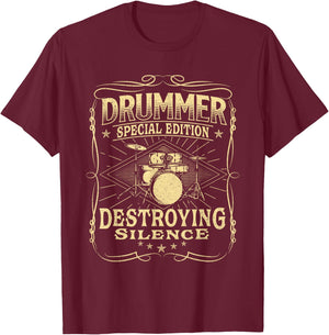 Drummer Special Edition Destroying Silence - Drumming Lover T-Shirt - T-Shirt | Maroon