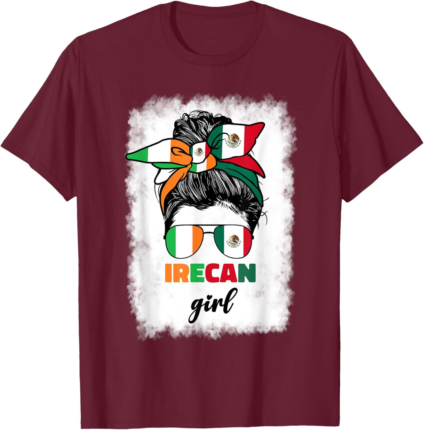 Half Mexican And Irish Mexico Ireland Flag Girl T-Shirt - T-Shirt | Maroon