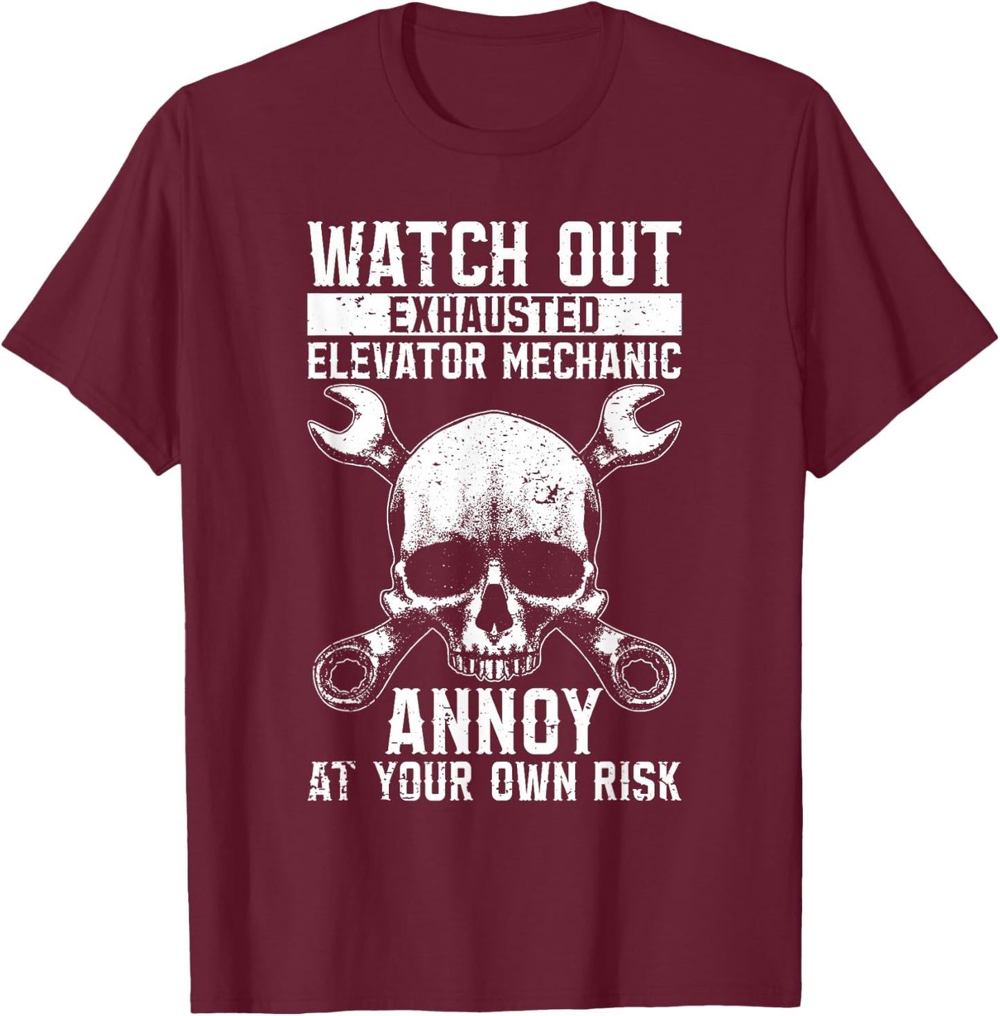 Exhausted Elevator Mechanic Technician Engineer Elevators T-Shirt - T-Shirt | Maroon