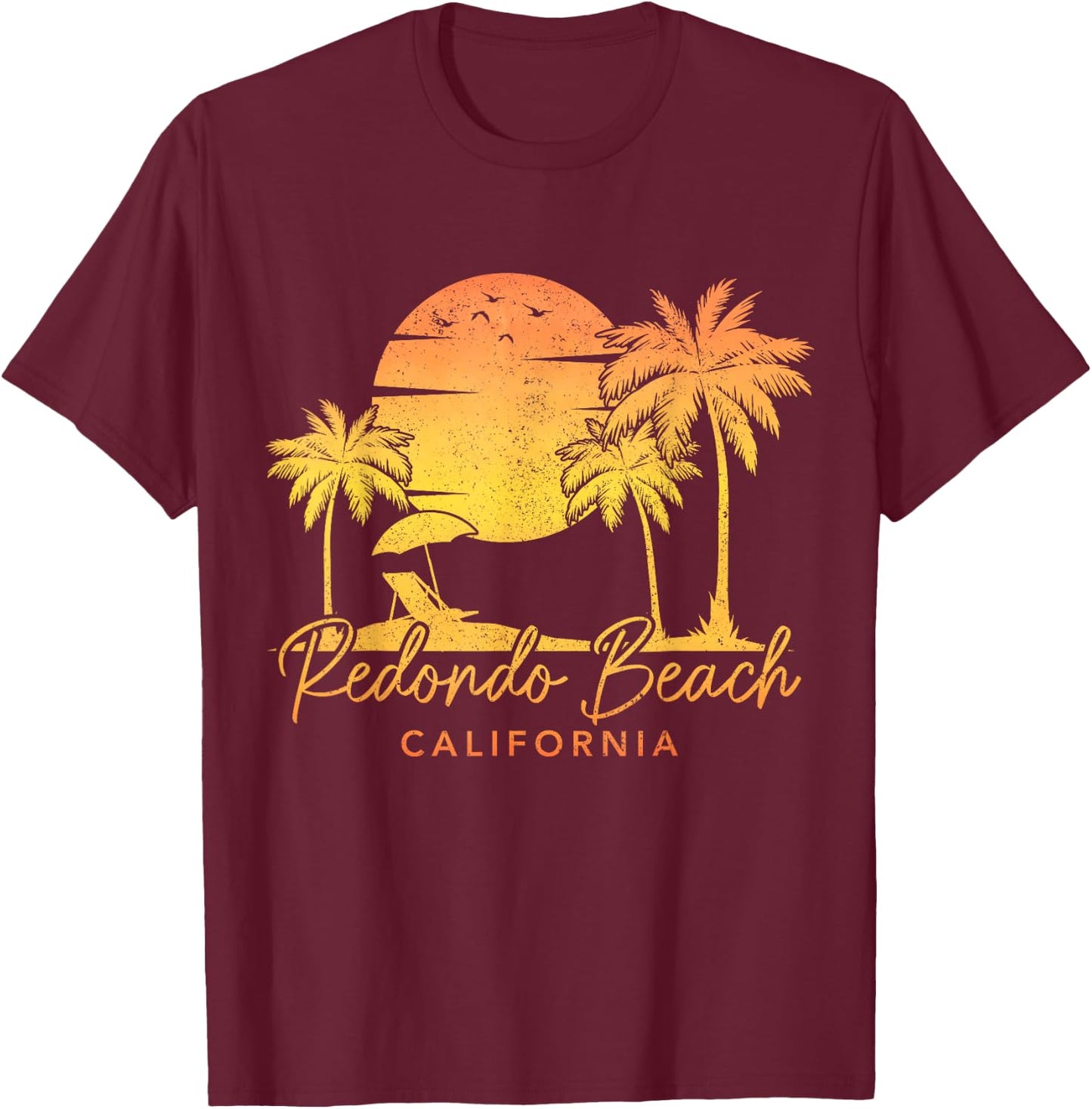 Redondo Beach California CA Surfer Vintage Style Retro T-Shirt - T-Shirt | Maroon