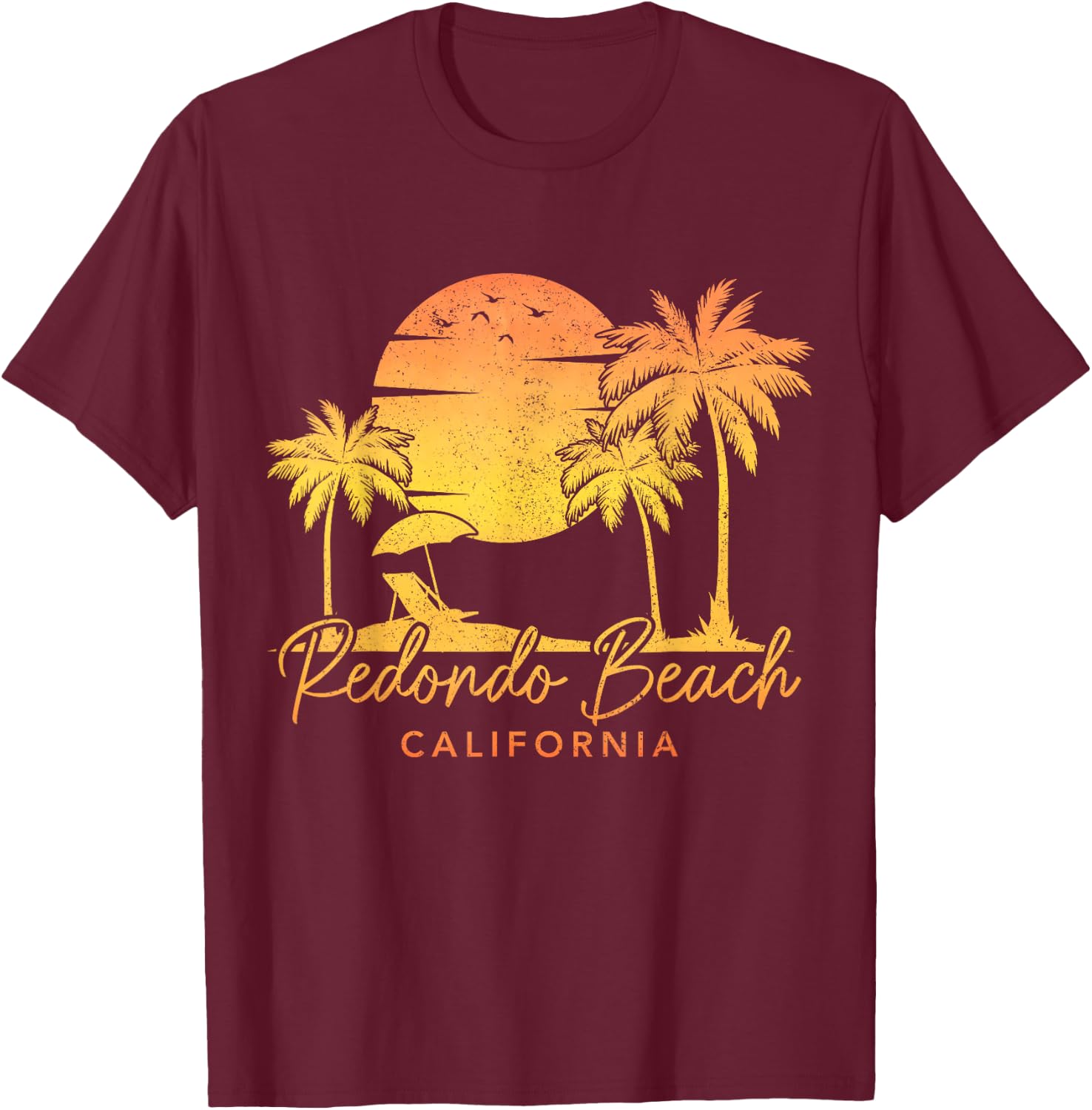 Redondo Beach California CA Surfer Vintage Style Retro T-Shirt - T-Shirt | Maroon