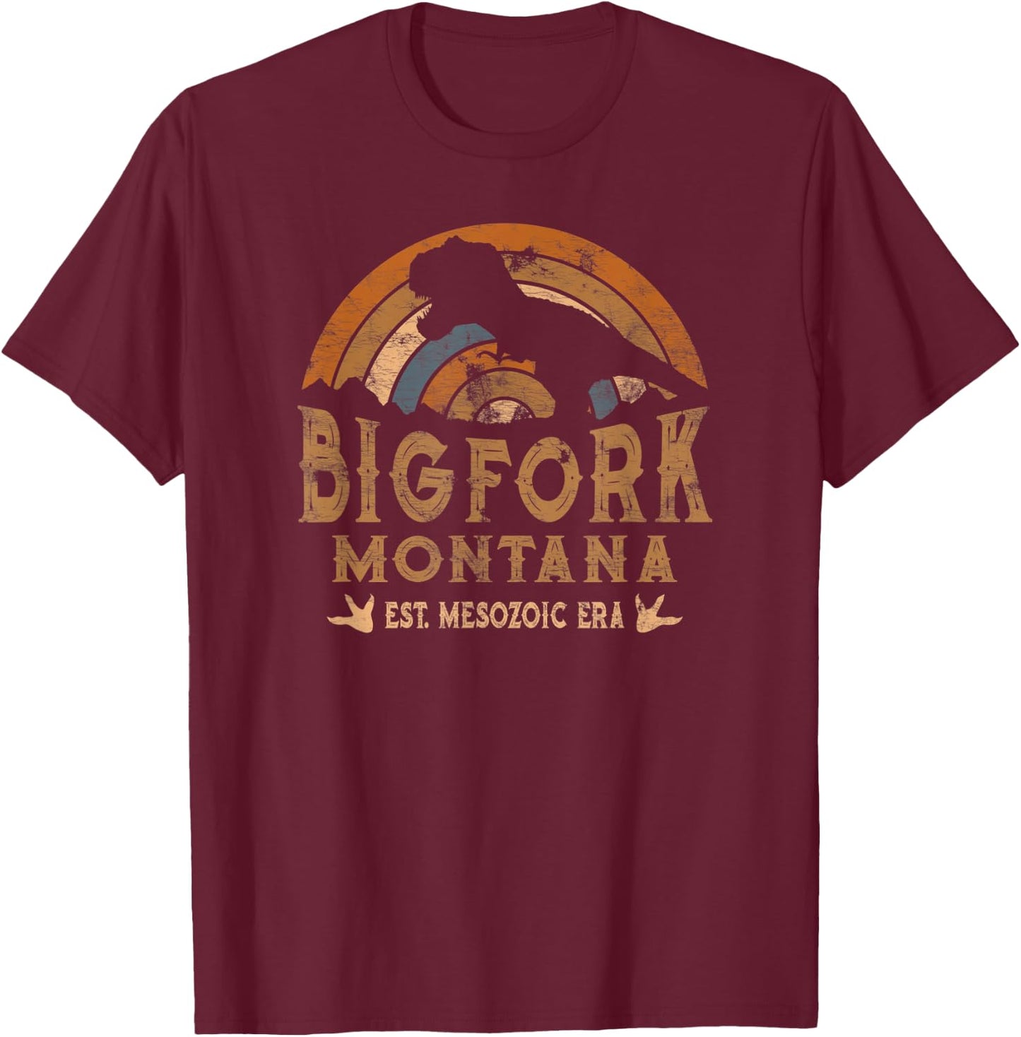 Bigfork Montana MT Dino Dinosaur Paleontology T-Rex T-Shirt - T-Shirt | Maroon