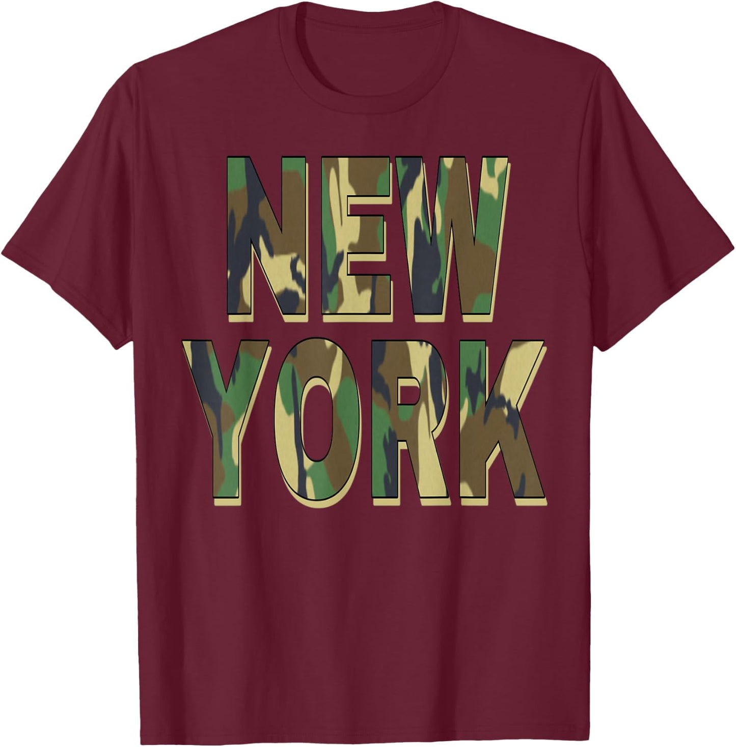 New York Camouflage Men Women & Kids Camo New York T-Shirt - T-Shirt | Maroon