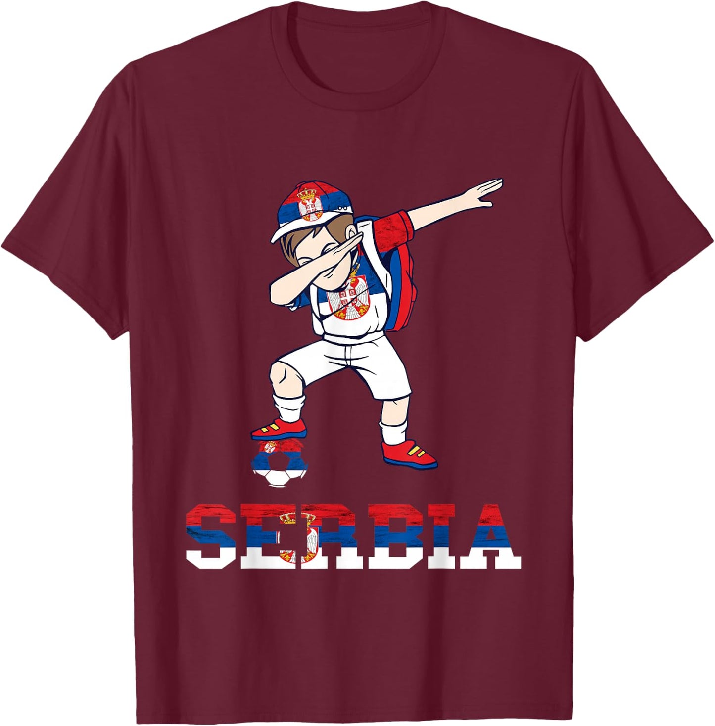 Boy Serbian Flag Serbian Roots Serbia Serbian Soccer Team T-Shirt - T-Shirt | Maroon