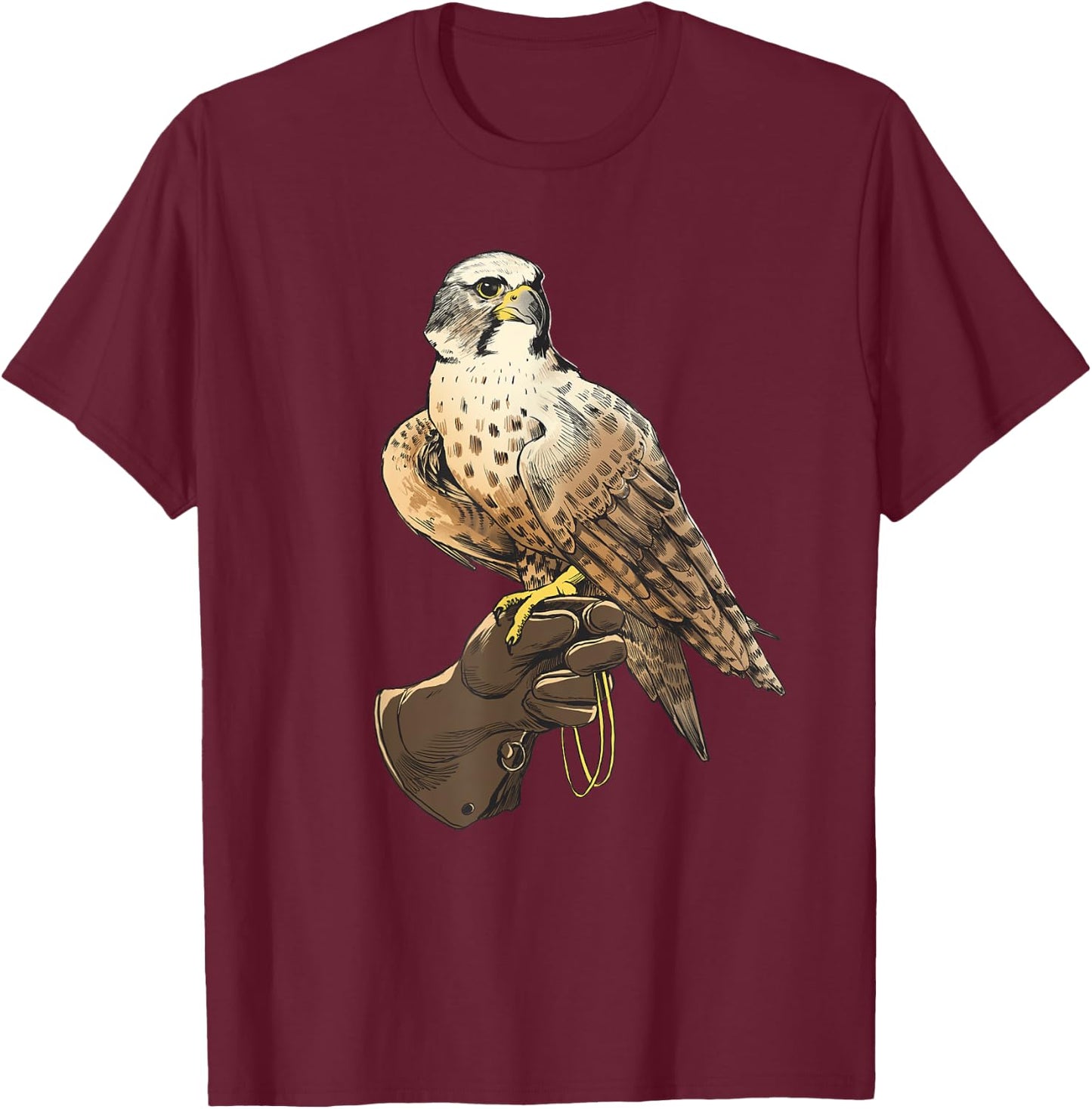 "Falcon Bird on Gloves for bird lover, nature lover T-Shirt - T-Shirt | Maroon