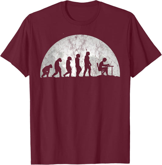 Gamer Evolution - Evolution Of Man Computer Gaming T-Shirt - T-Shirt | Maroon