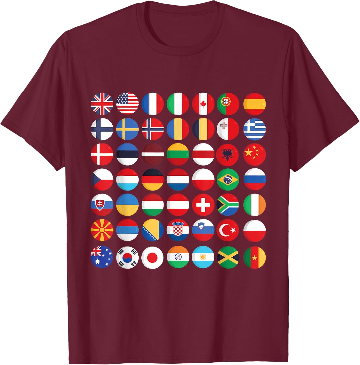 Flags of the Countries of the World,International flag T-Shirt - T-Shirt | Maroon