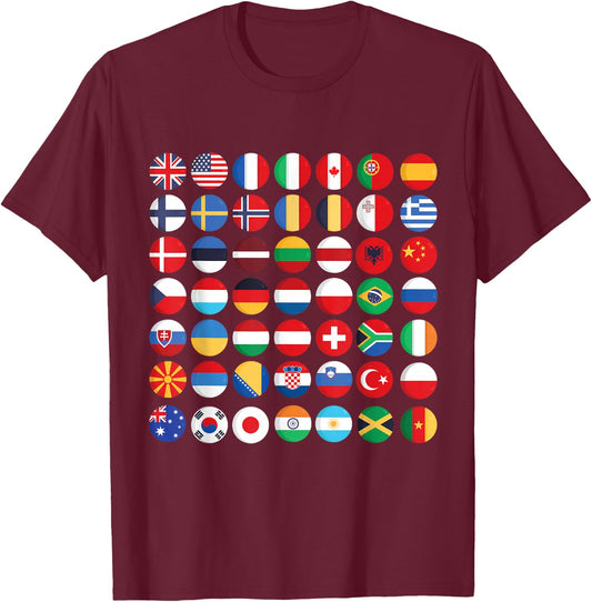 Flags of the Countries of the World,International flag T-Shirt - T-Shirt | Maroon