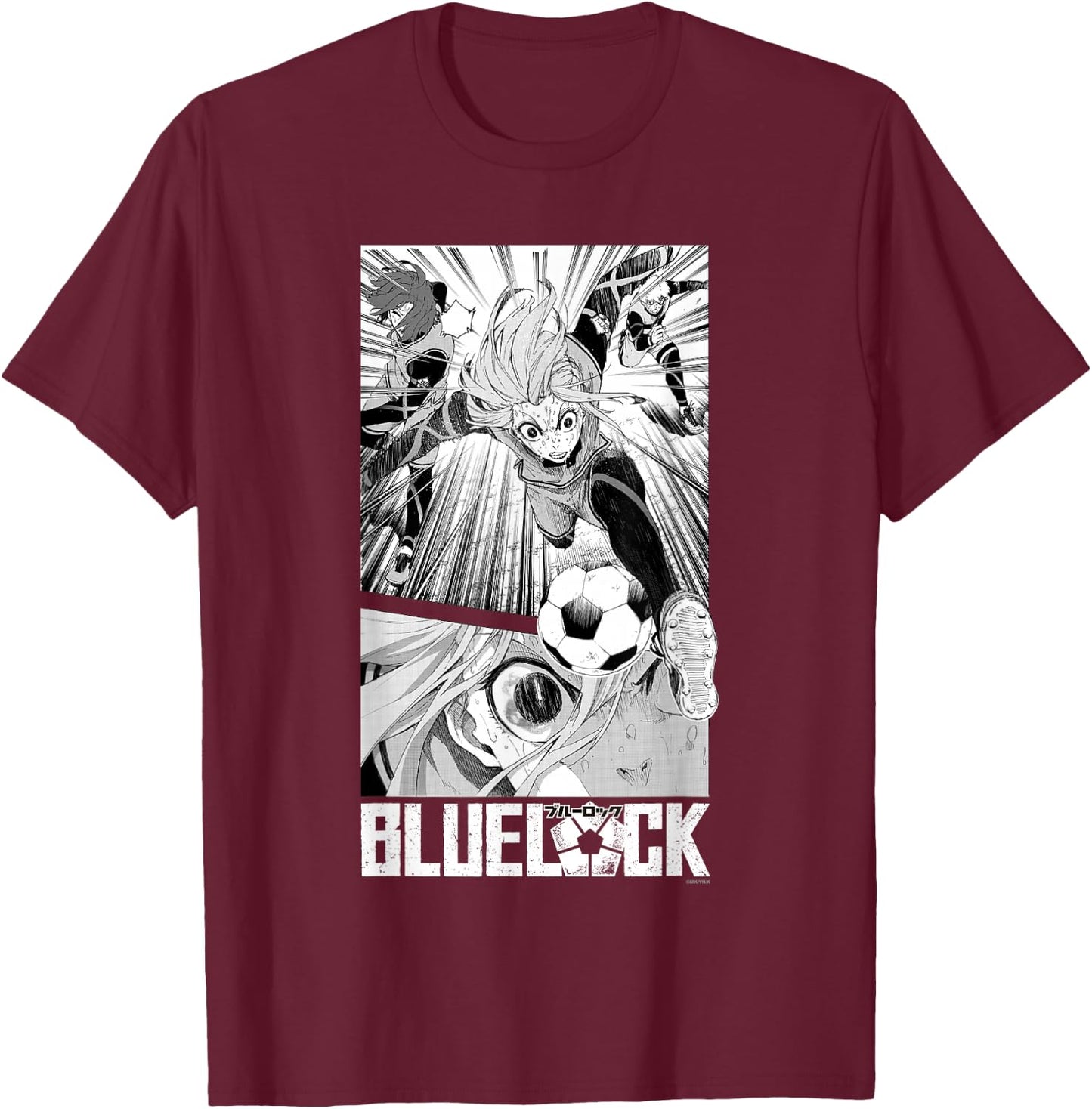 Blue Lock Hyoma Chigiri Running Through Big Chest Portrait T-Shirt - T-Shirt | Maroon