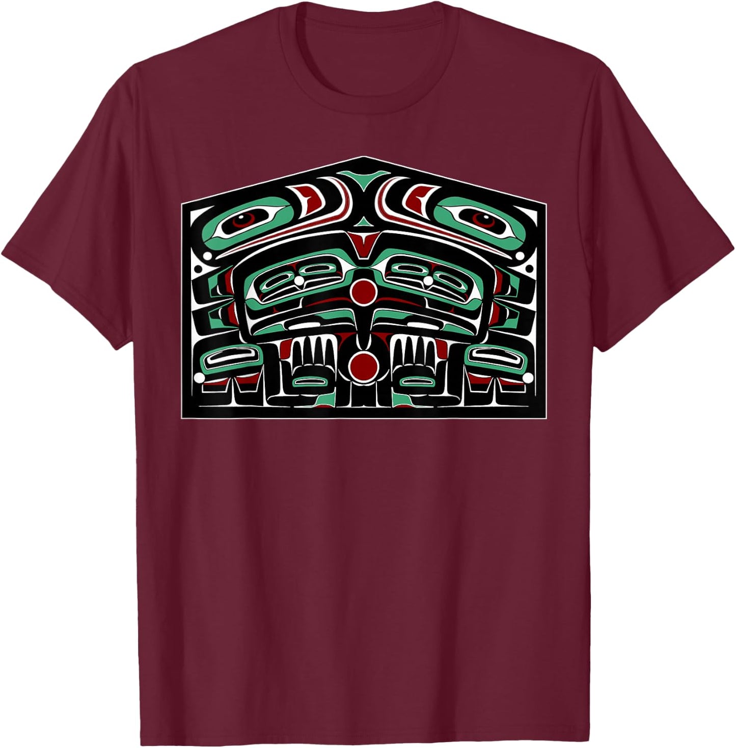 Alaska Native American Art Style Tlingit Haida Indigenous T-Shirt - T-Shirt | Maroon