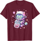 Kawaii Cat Bubble Boba Tea in Space Astronaut Anime Girls T-Shirt - T-Shirt | Maroon