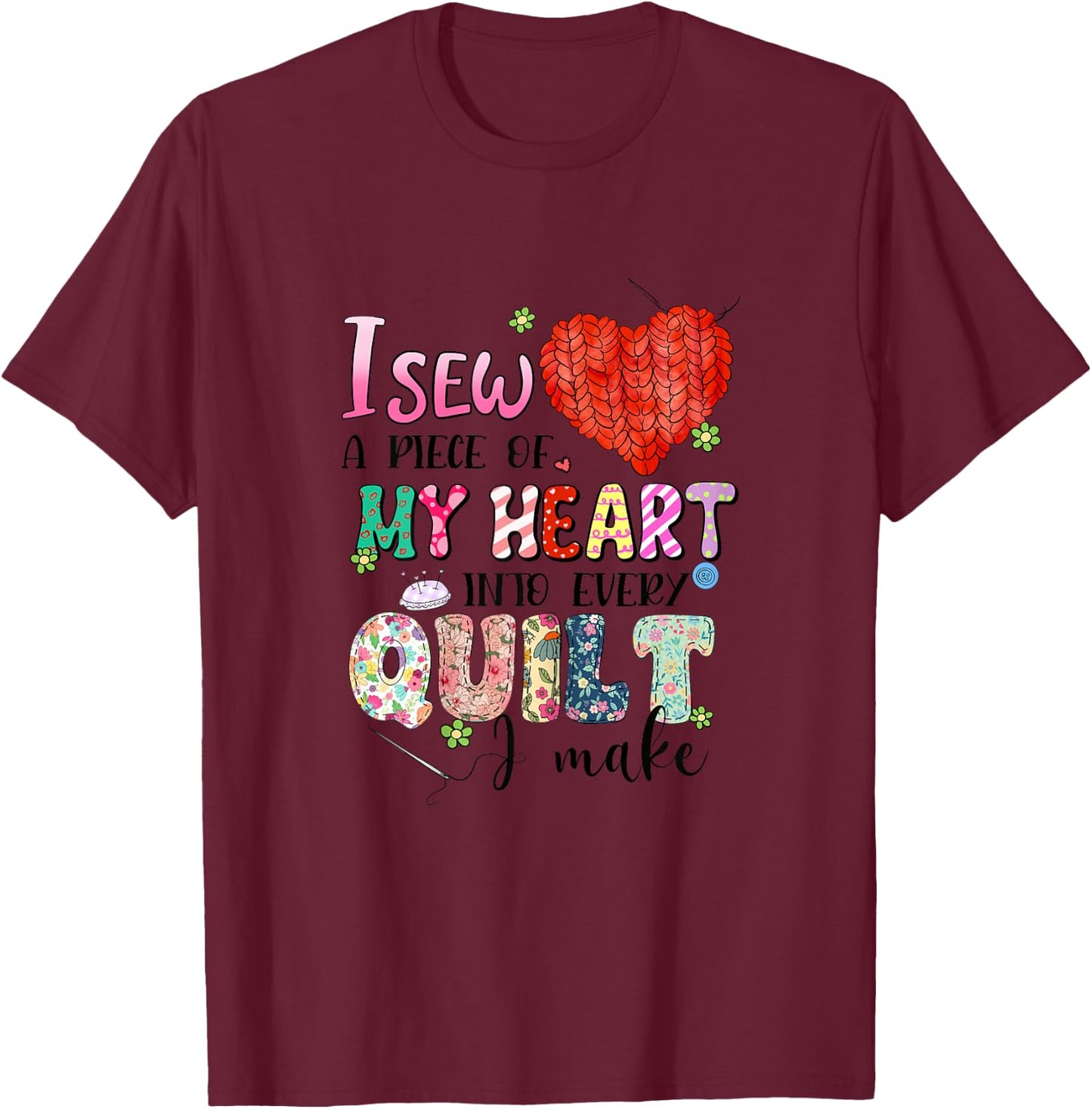 Sewing Mom Quilting Yarn Graphic Seamstress Sewing Themed T-Shirt - T-Shirt | Maroon