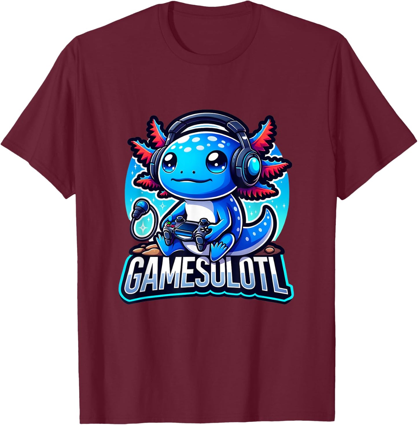 Gamesolotl Axolotl Gamer kawaii Anime kids T-Shirt - T-Shirt | Maroon