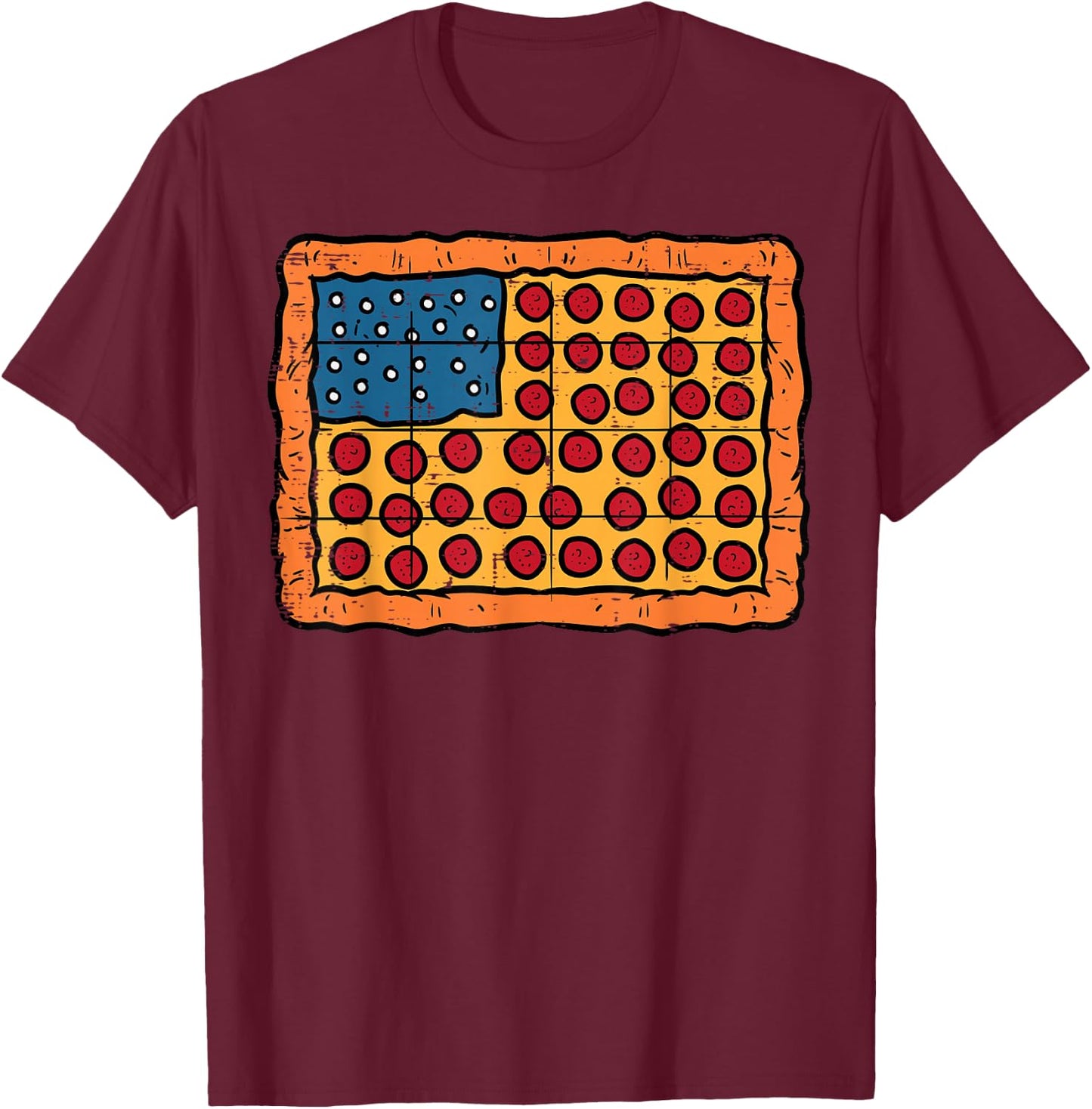 4th July Pizza US Flag Funny Patriotic Food Men Women Kids T-Shirt - T-Shirt | Maroon