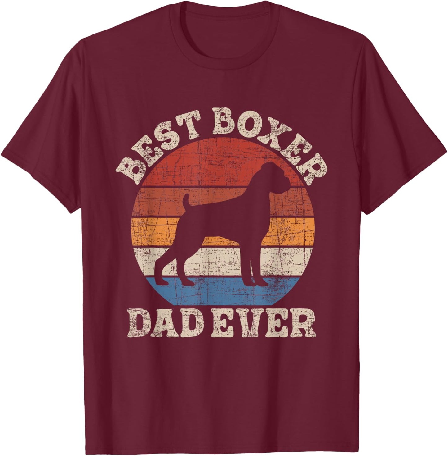 Best Boxer Dad Ever - Retro Vintage Animal Whisperer Puppy T-Shirt - T-Shirt | Maroon
