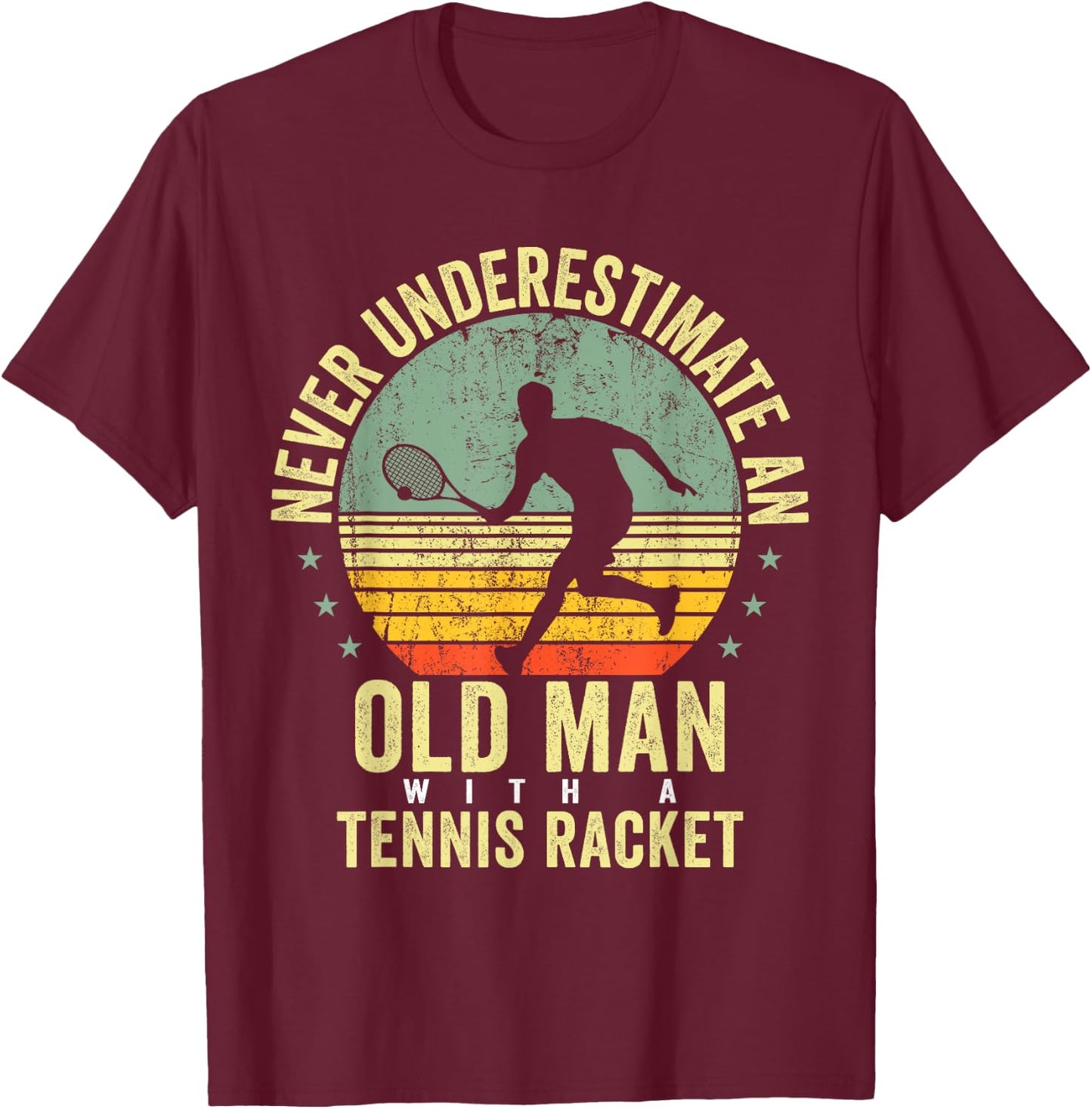 Tennis Shirt Women Kids Grandpa Tennis Player Racket T-Shirt - T-Shirt | Maroon